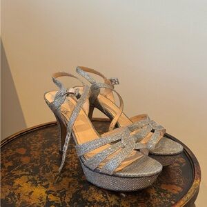 Vince Camuto Glittering Silver Platform Heels